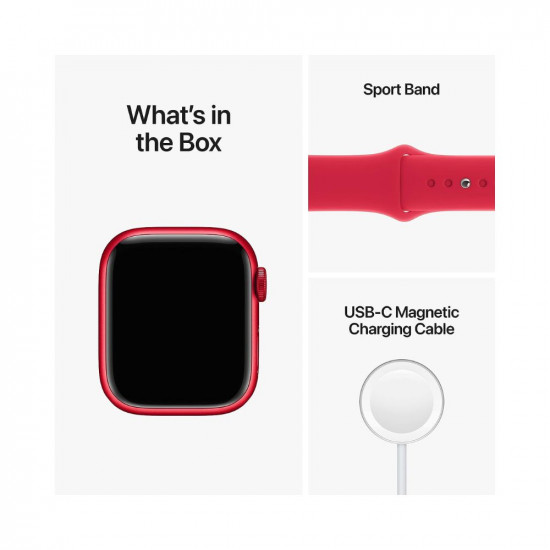 Apple Watch Series 8 [GPS 41 mm] Smart Watch w/ (Product) RED Aluminium Case with (Product) RED Sport Band. Fitness Tracker, Blood Oxygen & ECG Apps, Always-On Retina Display, Water Resistant