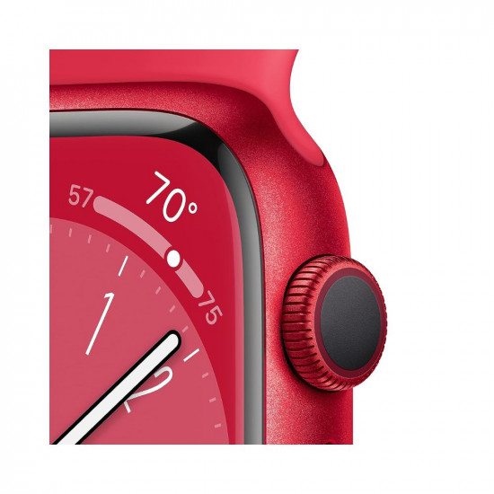 Apple Watch Series 8 [GPS 41 mm] Smart Watch w/ (Product) RED Aluminium Case with (Product) RED Sport Band. Fitness Tracker, Blood Oxygen & ECG Apps, Always-On Retina Display, Water Resistant