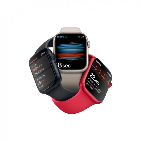 Apple Watch Series 8 [GPS 41 mm] Smart Watch w/Midnight Aluminium Case with Midnight Sport Band. Fitness Tracker, Blood Oxygen & ECG Apps, Always-On Retina Display, Water Resistant