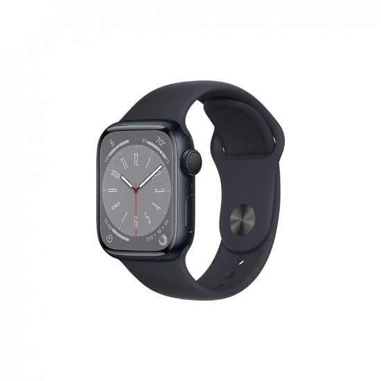 Apple Watch Series 8 [GPS 41 mm] Smart Watch w/Midnight Aluminium Case with Midnight Sport Band. Fitness Tracker, Blood Oxygen & ECG Apps, Always-On Retina Display, Water Resistant