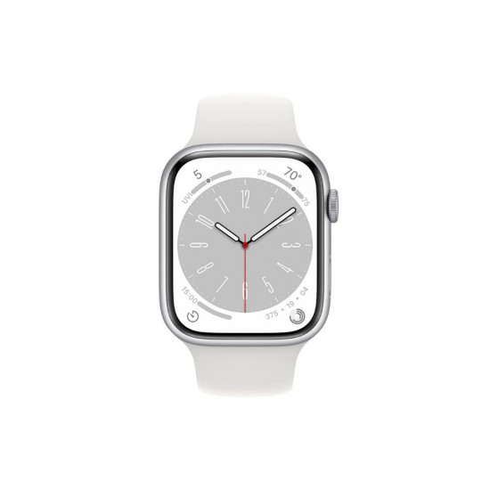 Apple Watch Series 8 [GPS 45 mm] Smart Watch w/Silver Aluminium Case with White Sport Band