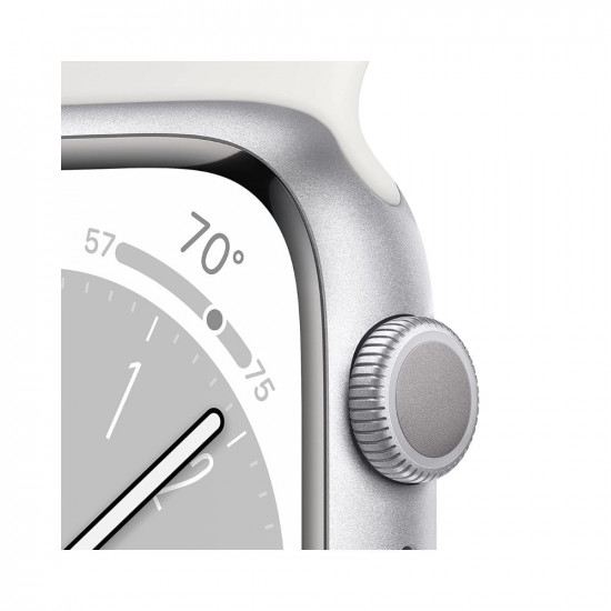 Apple Watch Series 8 [GPS 45 mm] Smart Watch w/Silver Aluminium Case with White Sport Band