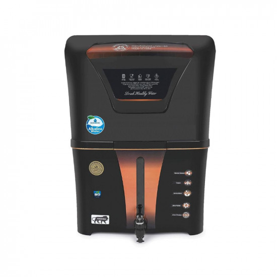 AQUA D PURE Copper + Alkaline RO Water Purifier 12L RO+UV+UF Copper+Bio-Alkaline +TDS Control+UVPurified Water with Goodness of Copper and Alkaline Copper RO Water Purifier, Black By Remino