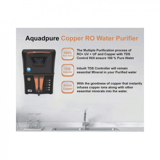 AQUA D PURE Copper + Mineral RO+UV+UF 10 to 12 Liter RO + UV + TDS ADJUSTER Water Purifier