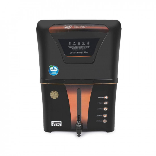 AQUA D PURE Copper + Mineral RO+UV+UF 10 to 12 Liter RO + UV + TDS ADJUSTER Water Purifier with Copper Charge Technology black & copper Best For Home and Office By Remino (S56 Enclosed Copper)