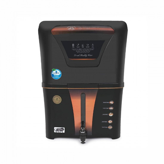 AQUA D PURE Copper Mineral RO UV UF 10 to 12 Liter RO UV TDS ADJUSTER Water Purifier with Copper Charge Technology black copper Best For Home and Office By Remino S56 Enclosed Copper
