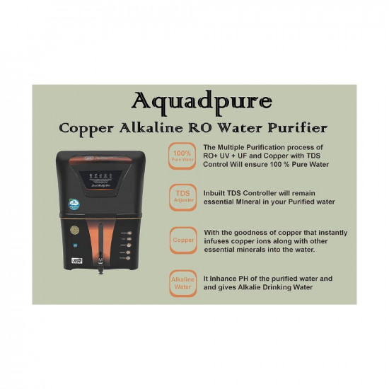 AQUA D PURE RO+UV+UF+ Bio-Alkaline Water Purifier with Pre Filter & Aqua Copper Infuser Technology & TDS Adjuster 12L | 8 Stage Purification | Suitable for all type water supply with TDS upto 2000 ppm