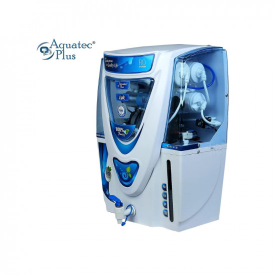 Aquatec Plus - Epic 15L RO + UV + UF + TDS Water Purifier for Home (White) Work Up to 2500 TDS
