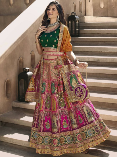 Aristocratic Purple Zari Banarasi Silk Bridal Wear Lehenga choli