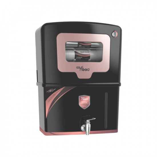 Arroser Pure Aqua Neeo Ro Water Purifier Active Copper with B12 Alkaline + Ro + Uv + Uf + Mtds Controller Minerals Water Black 12 Litter Made In India