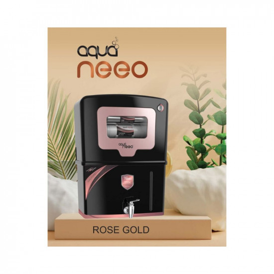 Arroser Pure Aqua Neeo Ro Water Purifier Active Copper with B12 Alkaline + Ro + Uv + Uf + Mtds Controller Minerals Water Black 12 Litter Made In India