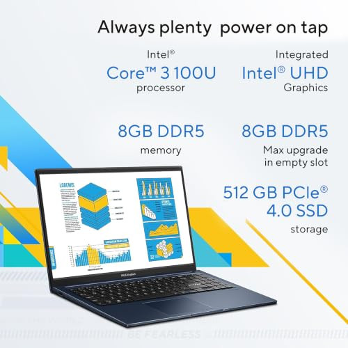 ASUS Vivobook 15 2026Intel Core 3 100U i3-14th GenIntel iGPU 8GB512GB FHD 156396 cmWindows 11M365 Basic1 Year Office 2024Quiet Blue17 Kg X1504VAP-BQ1322WSThin  Light Laptop - Image 2