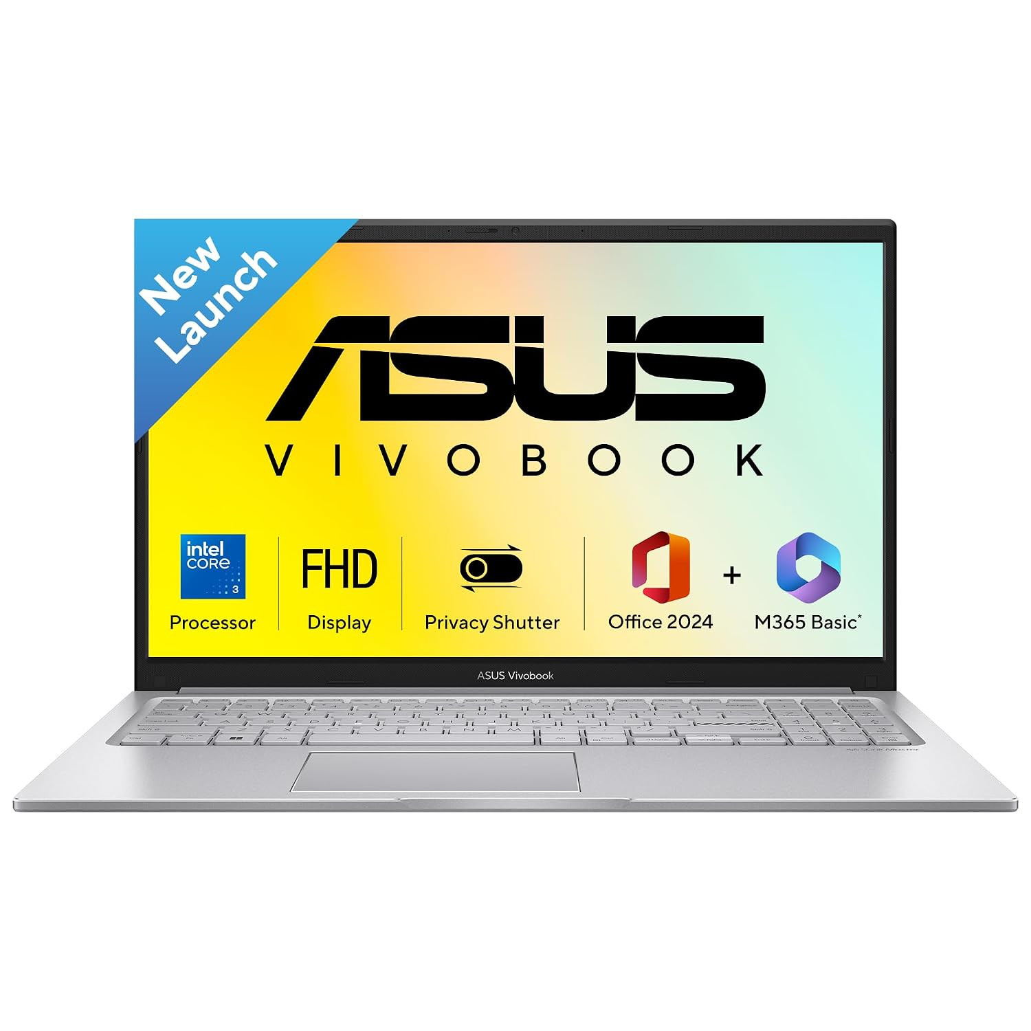 ASUS Vivobook 15 2026Intel Core 3 100Ui3-14th GenIntel iGPU8GB RAM512GB SSDFHD156396 cmWindows 11M365 Basic1YOffice 2024Cool Silver17 KgX1504VAP-IN005WSThin  Light Laptop - Image 1