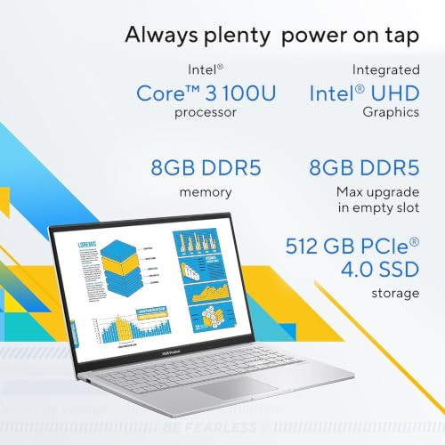ASUS Vivobook 15 2026Intel Core 3 100Ui3-14th GenIntel iGPU8GB RAM512GB SSDFHD156396 cmWindows 11M365 Basic1YOffice 2024Cool Silver17 KgX1504VAP-IN005WSThin Light Laptop - Image 2