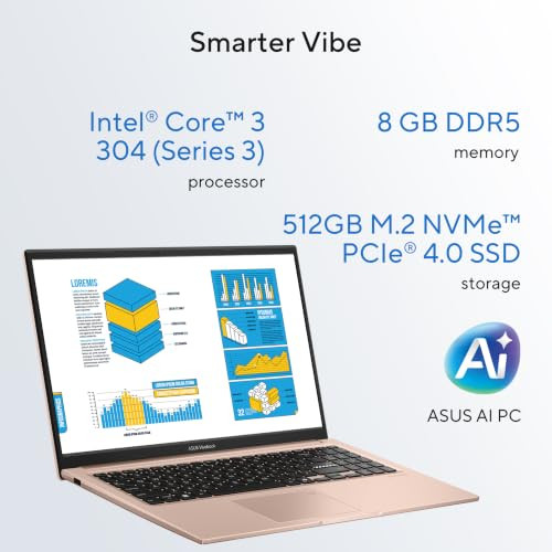 ASUS Vivobook 15 2026Intel Core 3 304 Series 3-Latest GenFingerprint Sensor8GB RAM512GB SSDFHD156396 cmWin 11M365 Basic1YOffice 2024Terra Cotta17 KgX1504MA-BQ424WSAI Laptop - Image 2