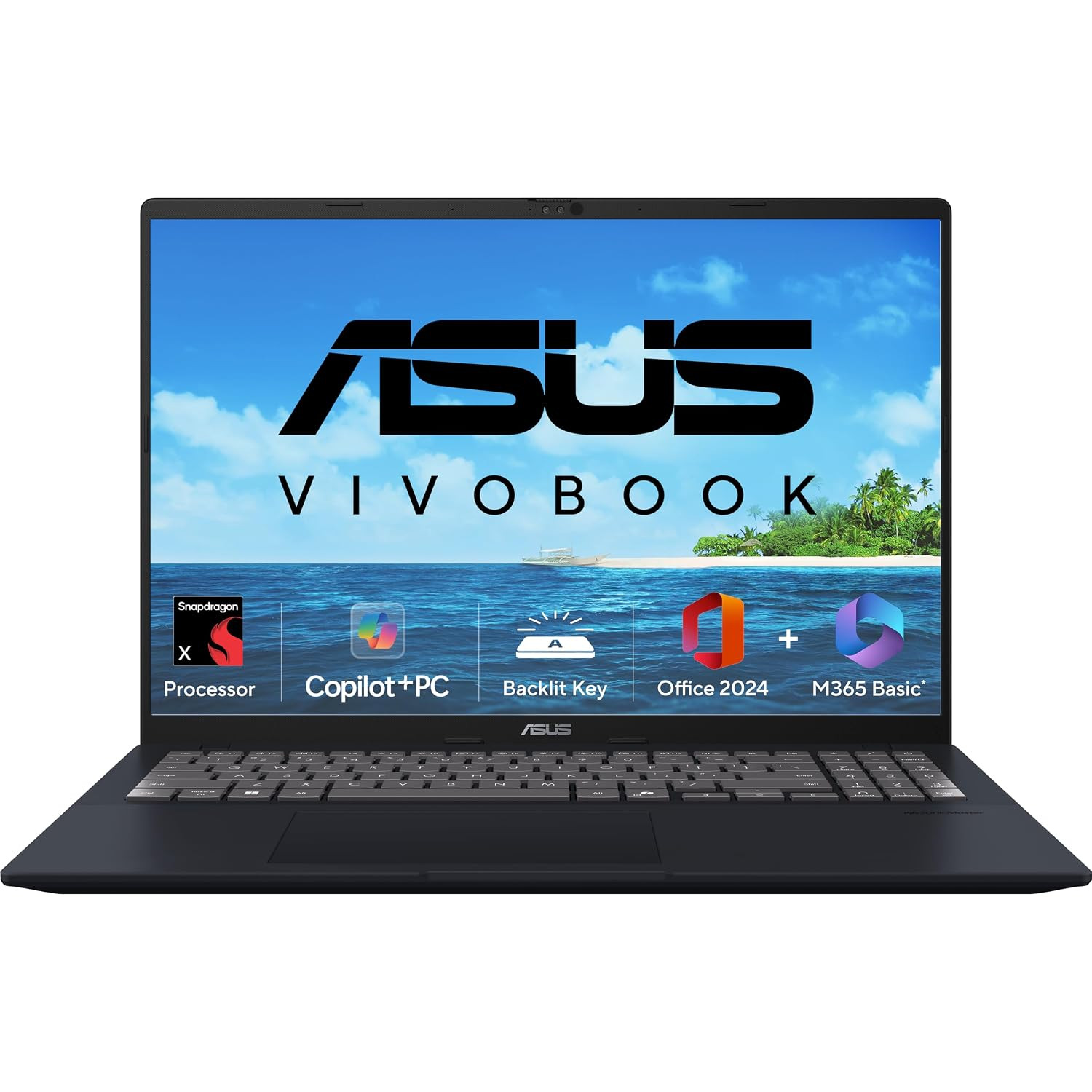 ASUS Vivobook 16 2026Snapdragon X X1 26 100 ProcessorQualcomm Adreno iGPU8GB DDR5256GB SSDFHD1640 cmWindows 11M365 Basic1YOffice 2024Quiet Blue188 KgX1607QA-MB190WSAI Laptop - Image 1
