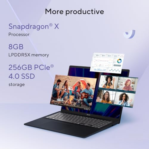 ASUS Vivobook 16 2026Snapdragon X X1 26 100 ProcessorQualcomm Adreno iGPU8GB DDR5256GB SSDFHD1640 cmWindows 11M365 Basic1YOffice 2024Quiet Blue188 KgX1607QA-MB190WSAI Laptop - Image 3