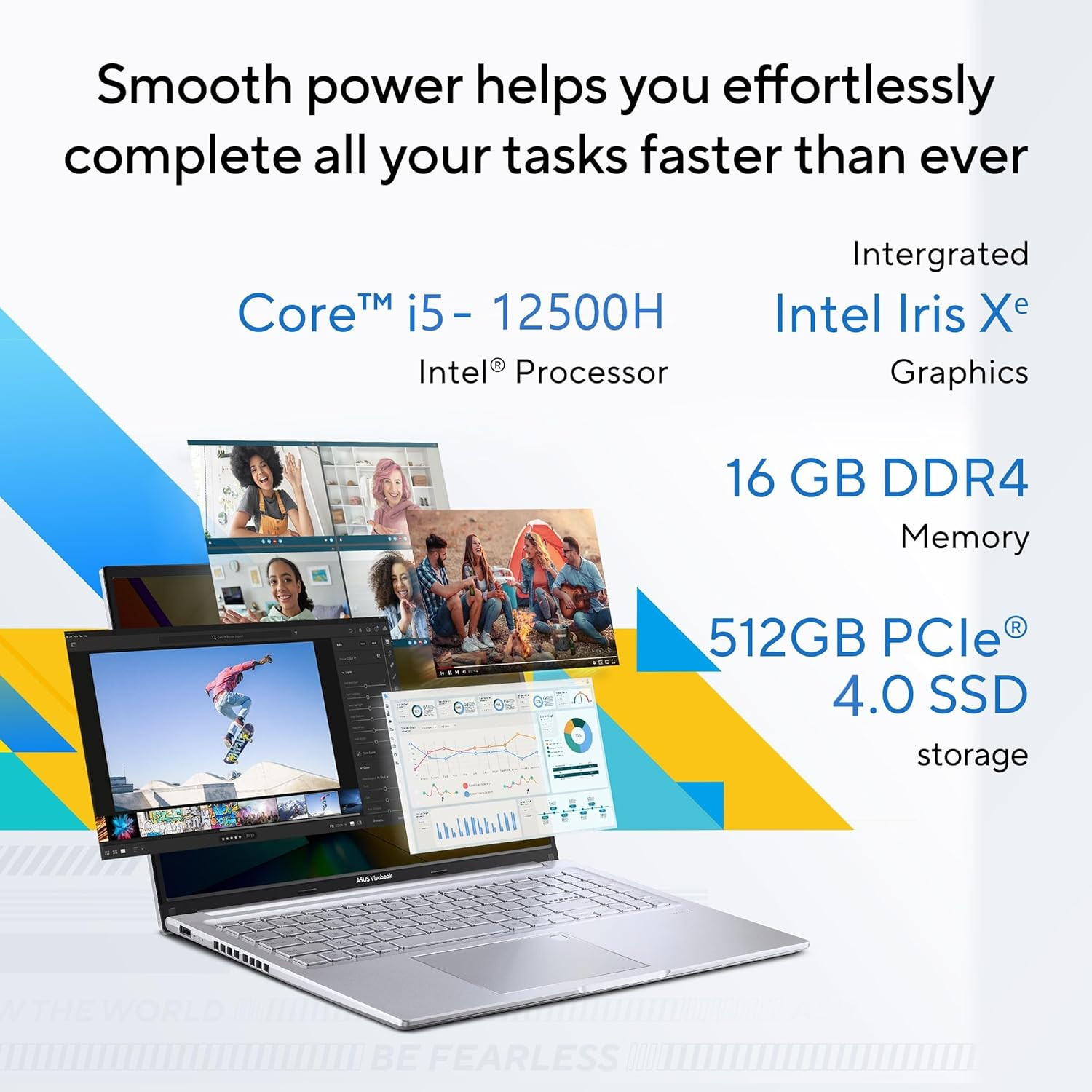 ASUS Vivobook 16 FHD 1920 x 1200 60Hz 300nits Core i5-12500H 16GB RAM512GB SSDIntel Iris X GraphicsWin 11Office HomeFingerprint42WHr BatteryTransparent Silver188kg X1605ZAC-MB541WS