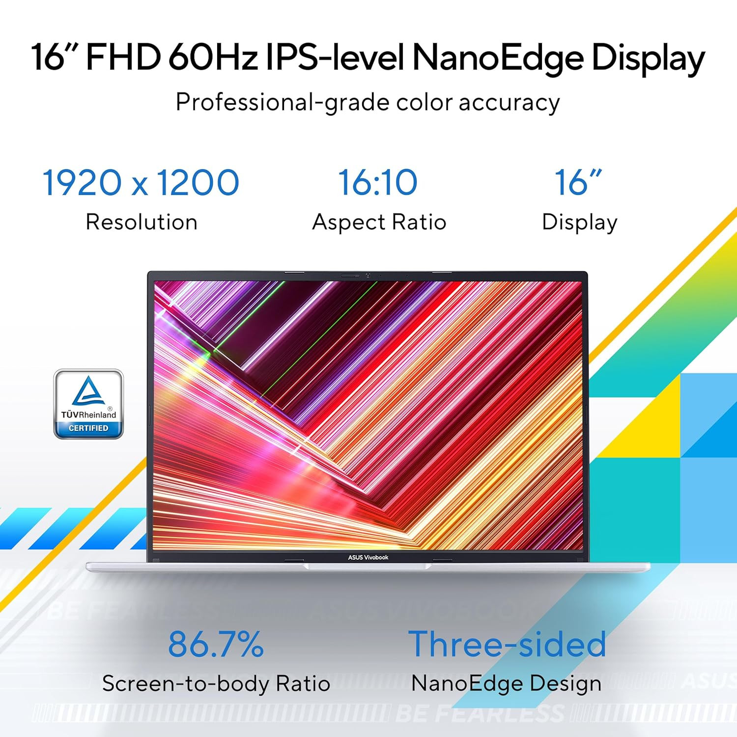 ASUS Vivobook 16 FHD 1920 x 1200 60Hz 300nits Core i5-12500H 16GB RAM512GB SSDIntel Iris X GraphicsWin 11Office HomeFingerprint42WHr BatteryTransparent Silver188kg X1605ZAC-MB541WS
