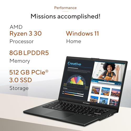 ASUS Vivobook Go 14 2026AMD Ryzen 3 30 ProcessorAMD Radeon iGPU8GB RAM512GB SSDFHD14 355 cmWindows 11M365 Basic1Y Office 2024Mixed Black138 KgE1404FA-EB1414WSThin Light Laptop - Image 2