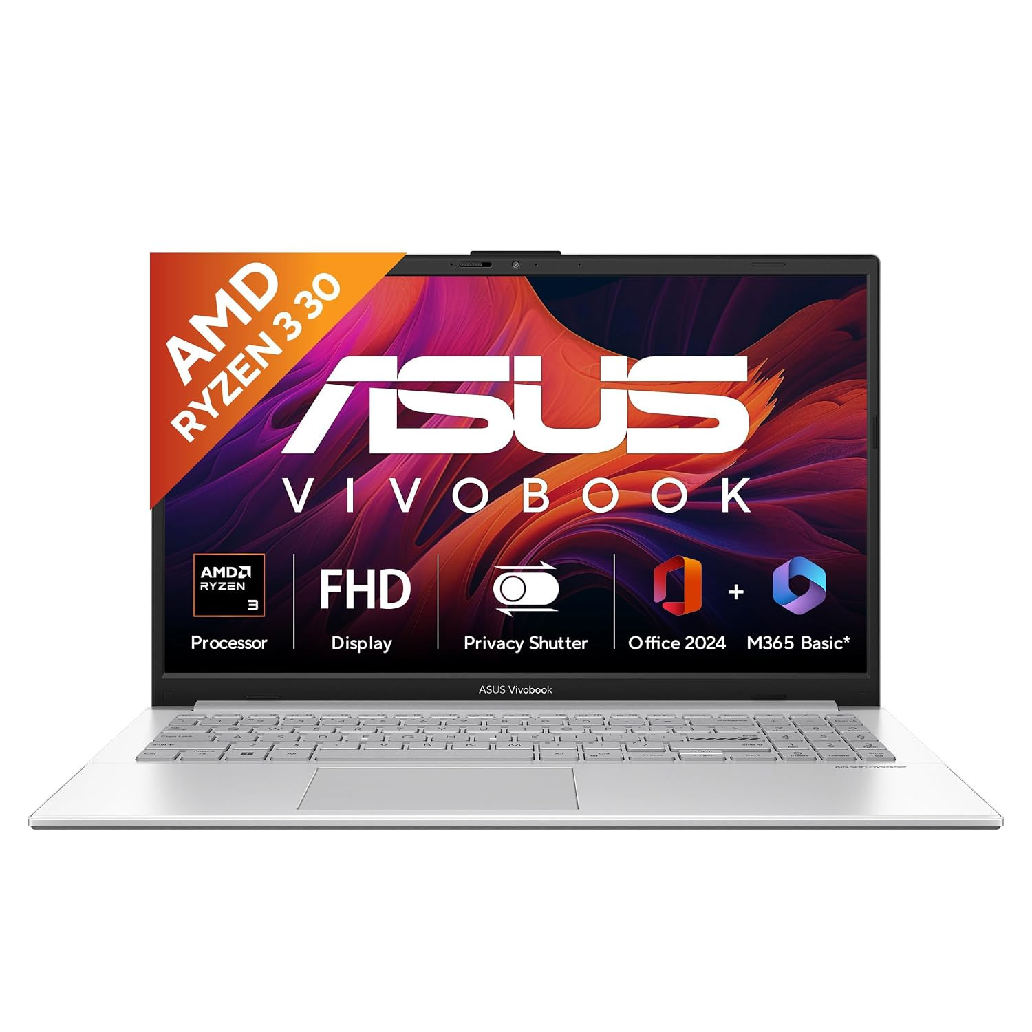 ASUS Vivobook Go 15 2026 AMD Ryzen 3 30 ProcessorAMD Radeon iGPU8GB RAM512GB SSDFHD156396 cmWindows 11M365 Basic1YOffice 2024Cool Silver163 KgE1504FA-BQ2111WSThin  Light Laptop - Image 1