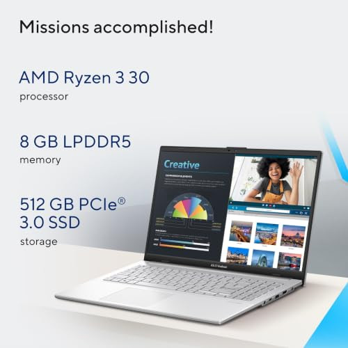 ASUS Vivobook Go 15 2026AMD Ryzen 3 30 ProcessorAMD Radeon iGPU8GB RAM512GB SSDFHD156396 cmWindows 11M365 Basic1YOffice 2024Cool Silver163 KgE1504FA-BQ5709WSThin  Light Laptop - Image 2