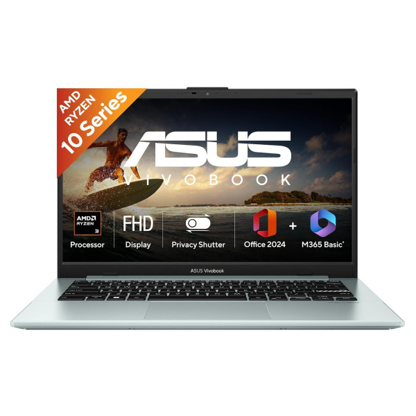 Image of ASUS Vivobook Go 15 (2026),AMD Ryzen 3 30,AMD Radeon iGPU,8GB RAM,512GB SSD,FHD,15.6"(39.6 cm),Windows 11 Home,M365 Basic(1 Year),Office 2024,Green Gray,1.63 Kg,E1504FA-BQ2117WS,Thin &amp; Light Laptop