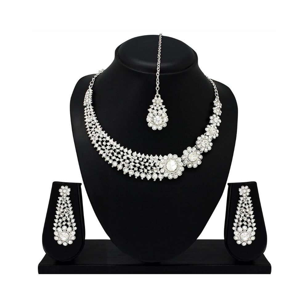 Atasi International Charming Silver Plated Alloy Choker Necklace Set For Women