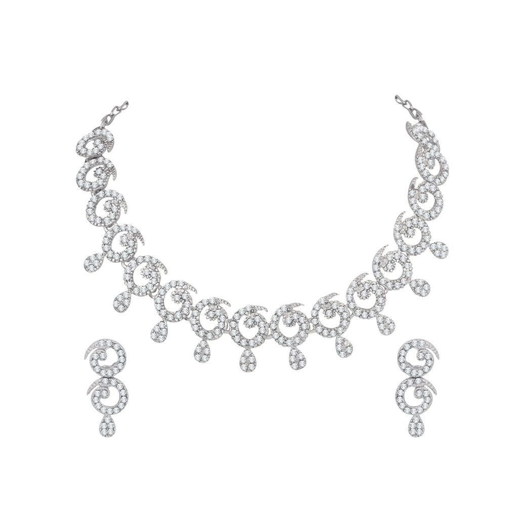 Atasi International Rhinestone Jewellery Set for Women (White)(R140)