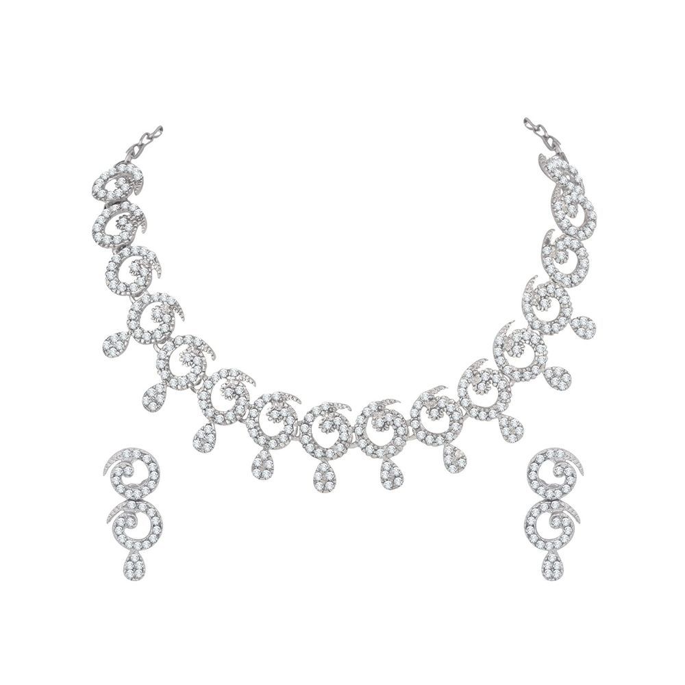 Atasi International Rhinestone Jewellery Set for Women (White)(R140)