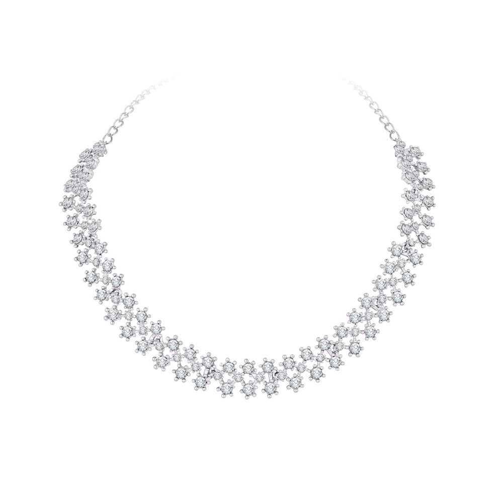 Atasi International Rose Gold Crystal AD Diamond Necklace Jewellery Set