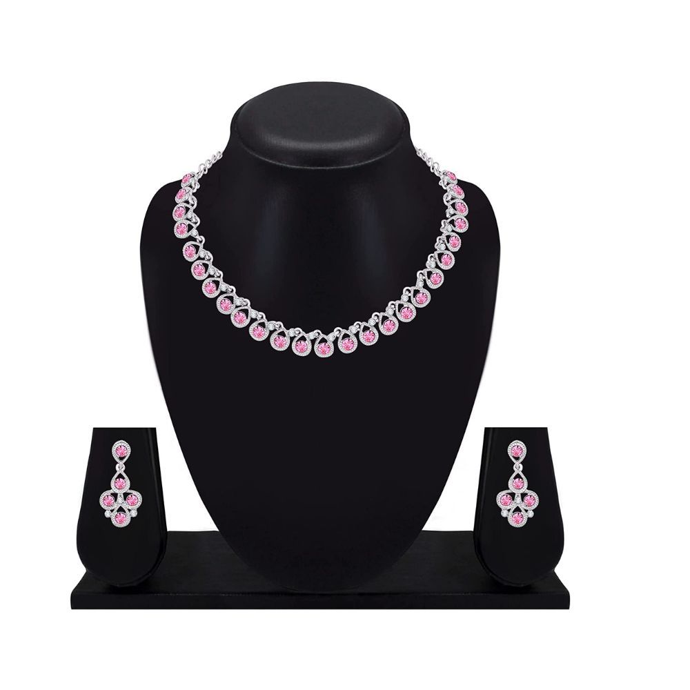 Atasi International Silver Plated Alloy Necklace Set with Earrings For Women (RF5461)