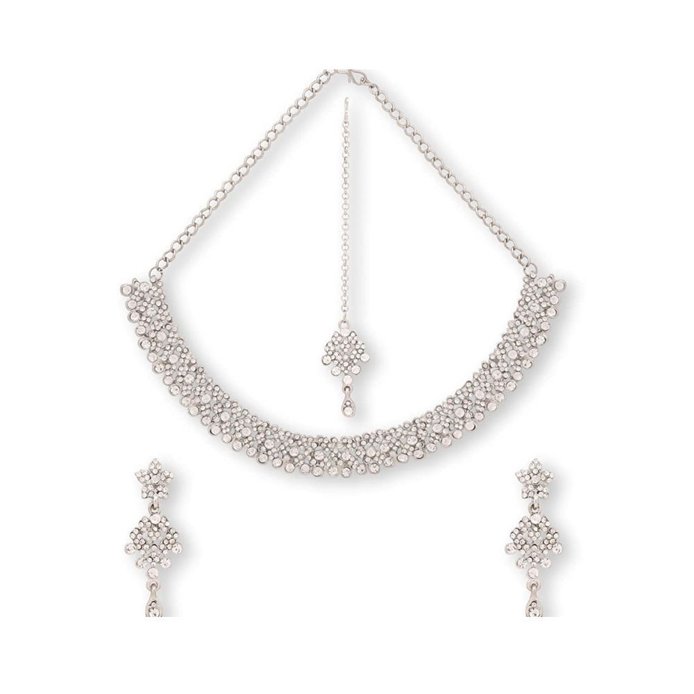 Atasi International Splendid Silver Plated Alloy Choker Necklace Set for Women