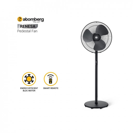 atomberg Renesa 400mm Pedestal Swing Fan | Silent BLDC Fan with LED Display and 6 Speed