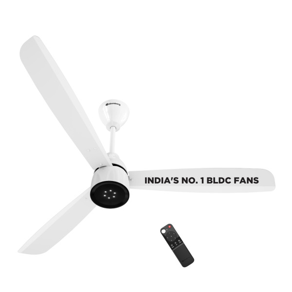 Image of atomberg Renesa Enzel 1200mm BLDC Ceiling Fan with Remote | 5 star | Advance Air+ Technology | LED Speed Indicator | Low Noise | Sleek Design | Power Saving | 3 Year Warranty | Gloss White