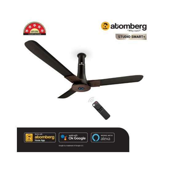 Atomberg Studio Smart+ 1200mm BLDC Motor 5 Star Rated Ceiling Fan with IoT and Remote | Smart, Designer and Energy Efficient Smart Fan with LED Indicators | High Air Delivery | Saves Upto 65% Energy | 2+1 Year Warranty (Earth Brown)