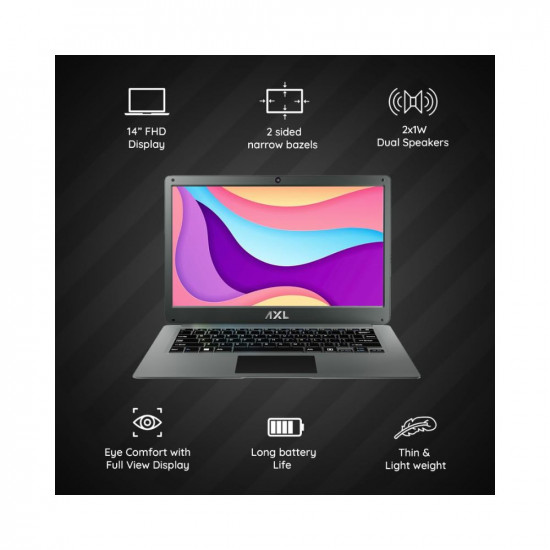 AXL VayuBook Laptop 14.1 Inch FHD IPS Display (4GB Ram,128GB SSD) 1920 * 1080 Resolution | HD Gemini Lake N4020 | Windows 11 Home | UHD Graphics 600 | Space Grey