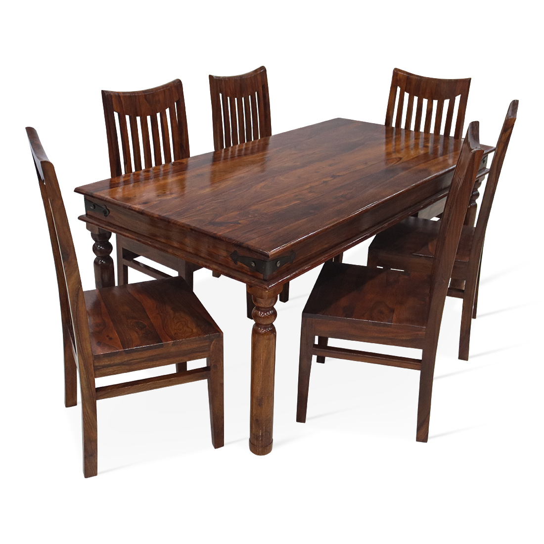 Aaram by Zebrs 6 Seater Dining Set-Natural Teak