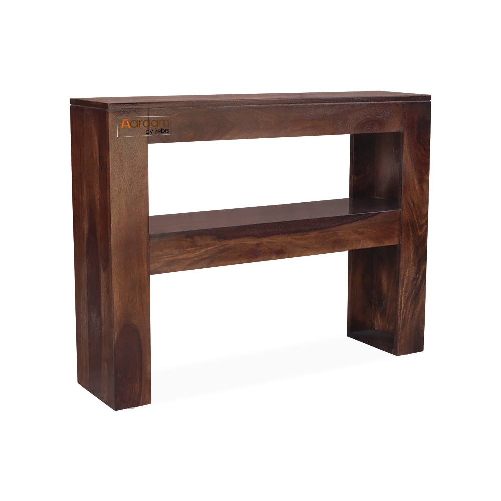 Aaram By Zebrs Sheesham Wood  Metal & Wooden Console Table with Bottom Shelf