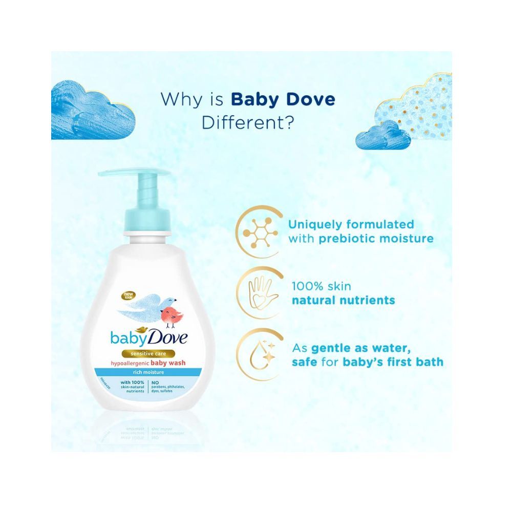 Baby Dove Rich Moisture Hair to Toe Baby Wash 200 ml, No Tears Body Wash for Baby's Soft Skin
