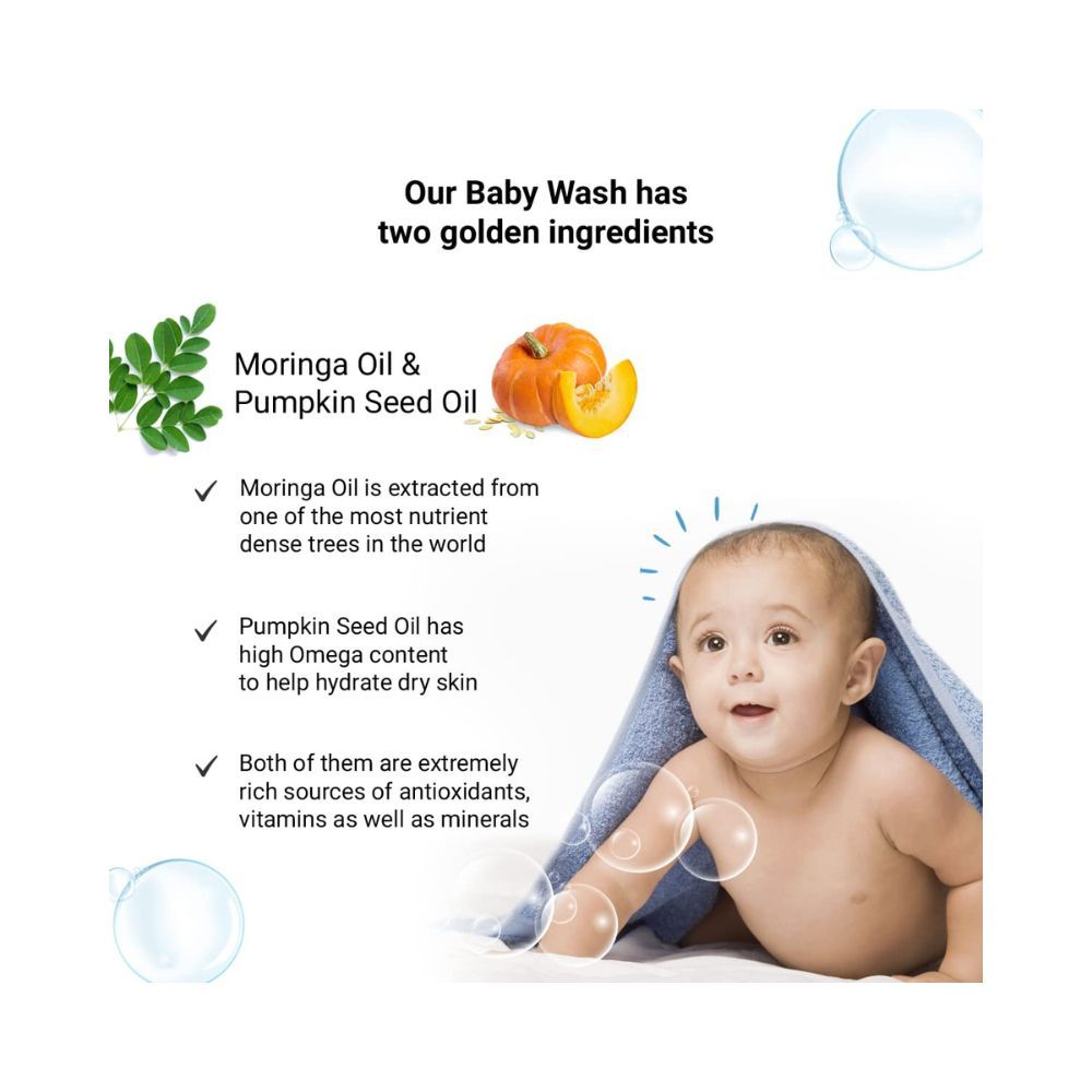 BabyChakra Moisturising Baby Wash 200ml with Organic Moringa Oil