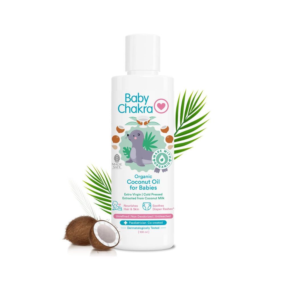 BabyChakra Nourishing Baby Massage Oil 100ml with Organic Almond & Saffron Oil | No Mineral Oil & No Paraben