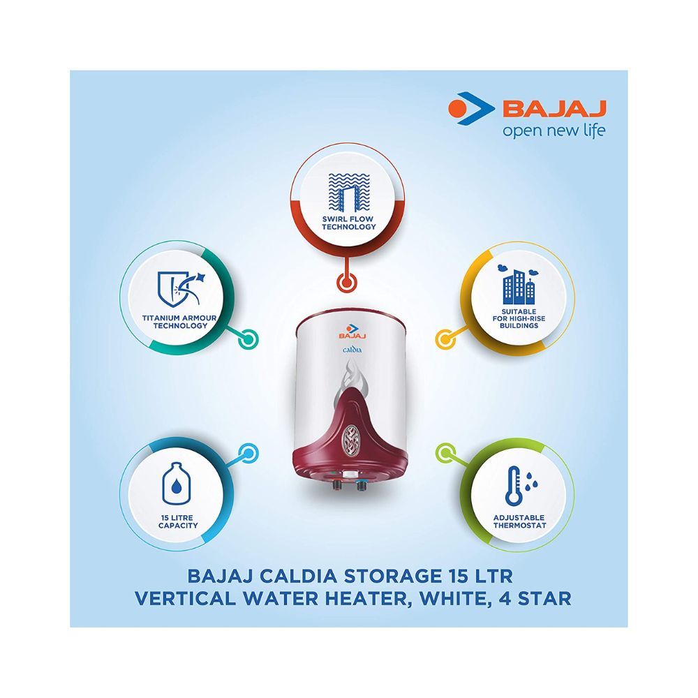 BAJAJ 15 L Storage Water Geyser (CALDIA Water Geyser, White)