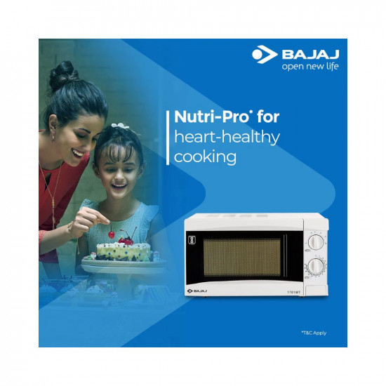 Bajaj 1701 MT 17L Solo Microwave Oven, White