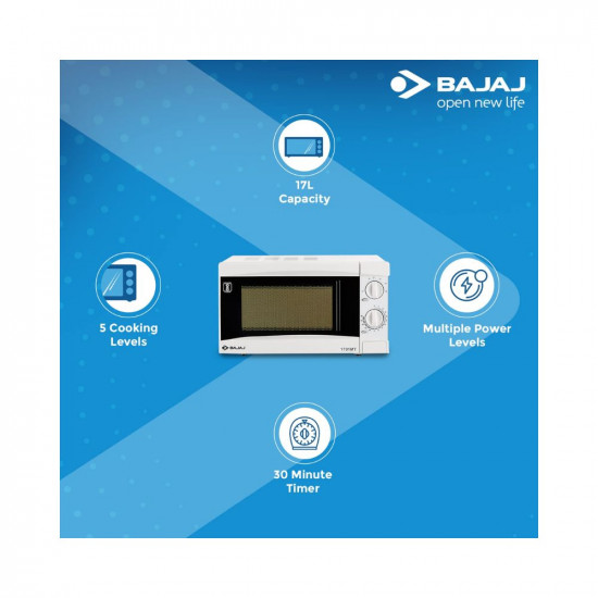 Bajaj 1701 MT 17L Solo Microwave Oven, White