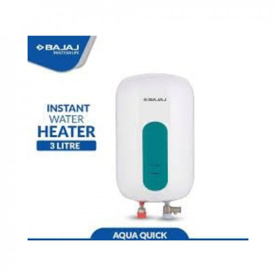 Bajaj Aquaquick Instant Water heater 3L 3KW | Compact design, Instant Performance | Longer life efficient copper heating Element with 3 years warranty
