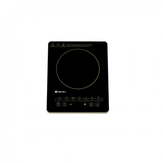 Bajaj Magnifique 2000W Induction Cooktop with Insect Protection & Pan Sensor Technology | 7-Auto Cook Indian Menus | Polished Glass with Premium Dual Tone | Touch Buttons | Black & Gold Electric Stove