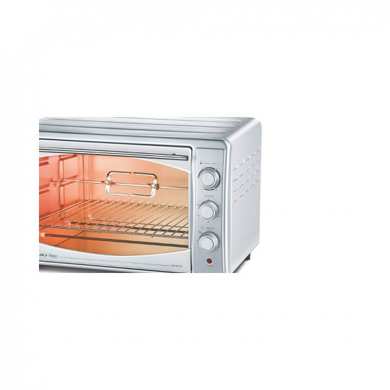 Bajaj Majesty 4500 TMCSS 45 Litre Oven Toaster Grill (45 Litres OTG) with Motorised Rotisserie & Convection Fan, Stainless Steel Body & Transparent Glass Door, 2 Year Warranty, Silver