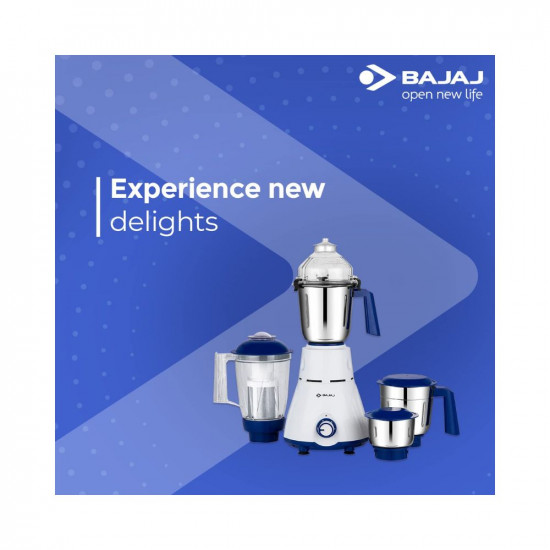 Bajaj Rex 750W Mixer Grinder with Nutri Pro Feature, 4 Jars, White