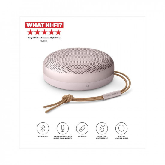 Bang & Olufsen Beosound A1 2nd Gen Portable Wireless Bluetooth Speaker with Voice Assist & Alexa Integration, 3 Microphones for Great Call Quality,IP 67 Dustproof and Waterproof, Pink